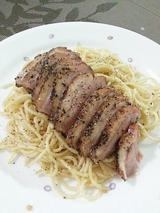 Black Pepper Smoke Duck Agolio Olio