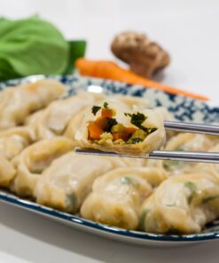 Shanghai Dumplings Served With Mixed Vegetables Salad