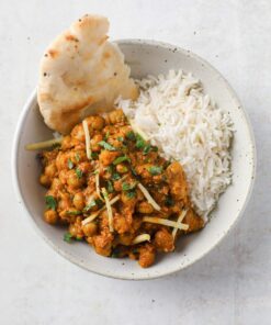 Tomato Rice With Indian Style Fried Chicken & Chana Masala